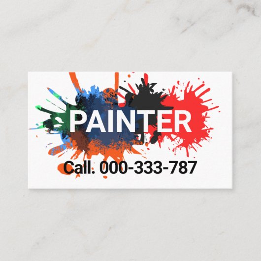 Paint Splatter Painter Painting Service Visitekaartje (Voorkant)