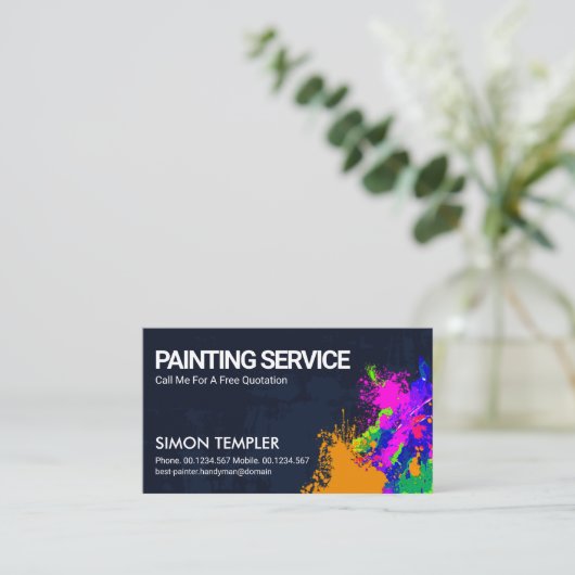 Paint Splatter Peeling Paint Grunge Handyman Visitekaartje (Staand voorkant)