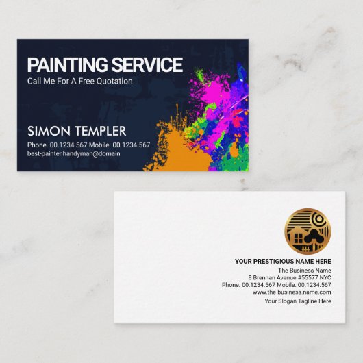 Paint Splatter Peeling Paint Grunge Handyman Visitekaartje (Voorkant / Achterkant)