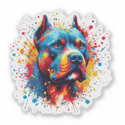Paint Splatter Pitbull Sticker (Voorkant)