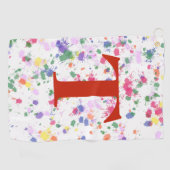 Paint Splatter Red Monogrammed Golf Towel Golfhanddoek (Horizontaal)