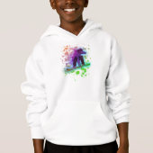 Paint splatter regenboog snowboarder kinder hoodie (Voorkant)