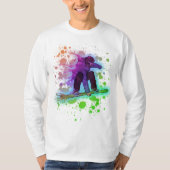 Paint splatter regenboog snowboarder mannen lange  t-shirt (Voorkant)