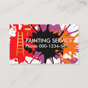 Paint Splatter Roller Brush Ladder Painting Visitekaartje