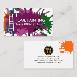 Paint Splatter Roller Brush Ladder Painting Visitekaartje