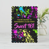 Paint Splatter Sweet 16 Birthday Party Kaart (Staand voorkant)