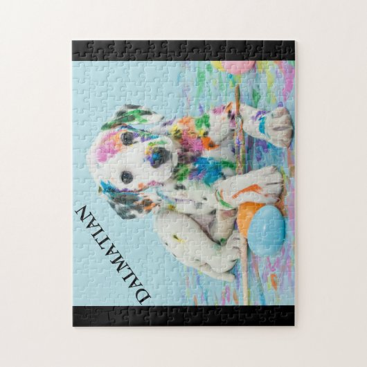 PAINT SPLATTERED DALMATIAN PUZZLE. JIGSAW PU LEGPUZZEL (Verticaal)