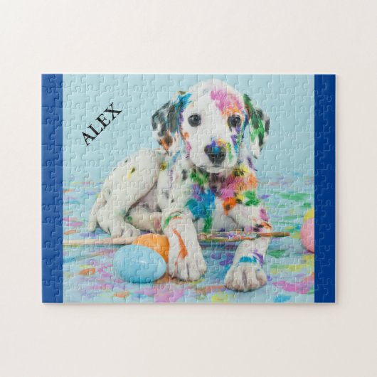 PAINT SPLATTERED DALMATIAN PUZZLE. JIGSAW PU LEGPUZZEL (Horizontaal)