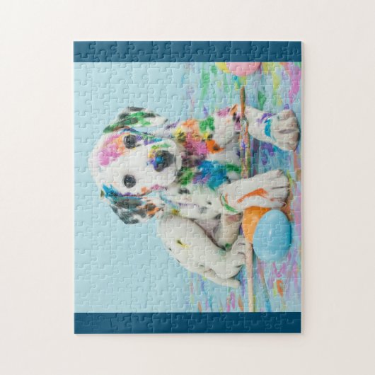 PAINT SPLATTERED DALMATIAN PUZZLE. JIGSAW PU LEGPUZZEL (Verticaal)