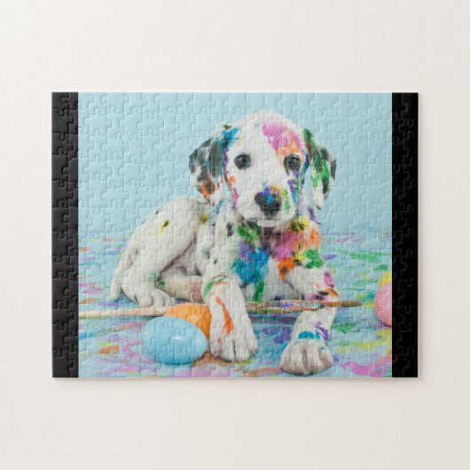 PAINT SPLATTERED DALMATIAN PUZZLE. LEGPUZZEL (Horizontaal)