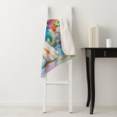 PAINT SPLATTERED PUPPY BLANKET. SHERPA DEKEN (In situ)