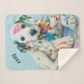 PAINT SPLATTERED PUPPY BLANKET. SHERPA DEKEN (Voorkant (horizontaal))
