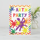 Paint Spletters Art Party 5x7 Birthday Invitation Kaart (Staand voorkant)