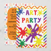 Paint Spletters Art Party 5x7 Birthday Invitation Kaart (Voorkant / Achterkant)