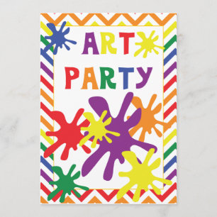 Paint Spletters Art Party 5x7 Birthday Invitation Kaart