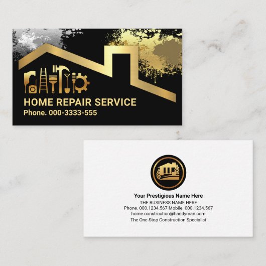 Paint Spletters Gold Building Tools Lijst Visitekaartje (Voorkant / Achterkant)