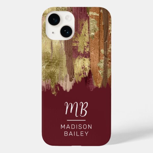 Paint Stroke Gold Bronze Monogram Case-Mate iPhone Case (Achterkant)