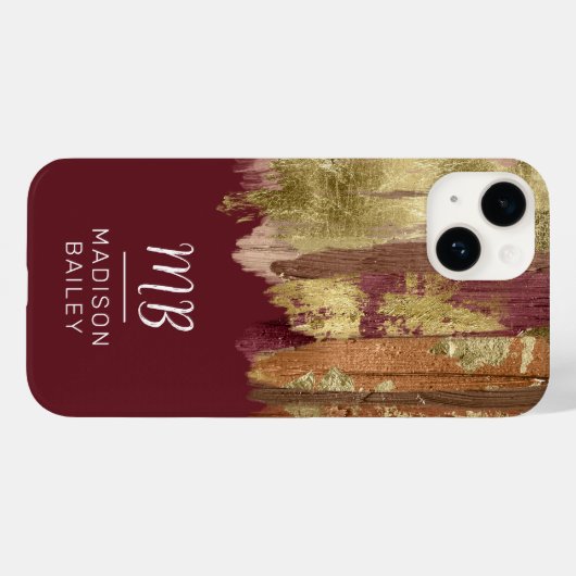 Paint Stroke Gold Bronze Monogram Case-Mate iPhone Case (Achterkant (horizontaal))