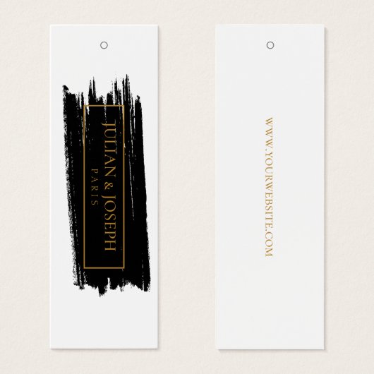 PAINT Stroke modern wit en goud Hang Labels Mini Visitekaartjes (Voorkant /achterkant)