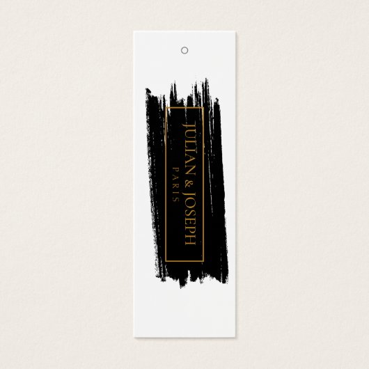 PAINT Stroke modern wit en goud Hang Labels Mini Visitekaartjes (Voorkant)