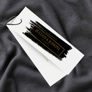 PAINT Stroke modern wit en goud Hang Labels Mini Visitekaartjes