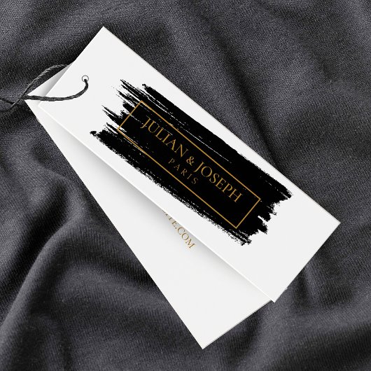 PAINT Stroke modern wit en goud Hang Labels Mini Visitekaartjes