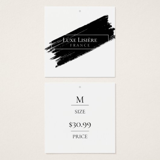 PAINT Stroke modern wit Prijs Labels Vierkante Visitekaartjes (Voorkant /achterkant)