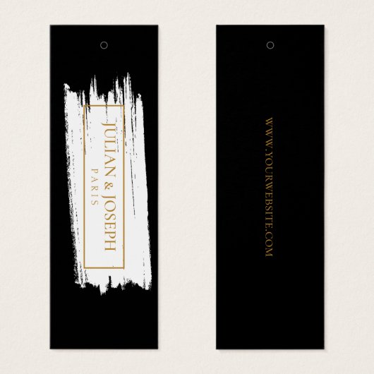 PAINT Stroke modern zwart en goud Hang Labels Mini Visitekaartjes (Voorkant /achterkant)