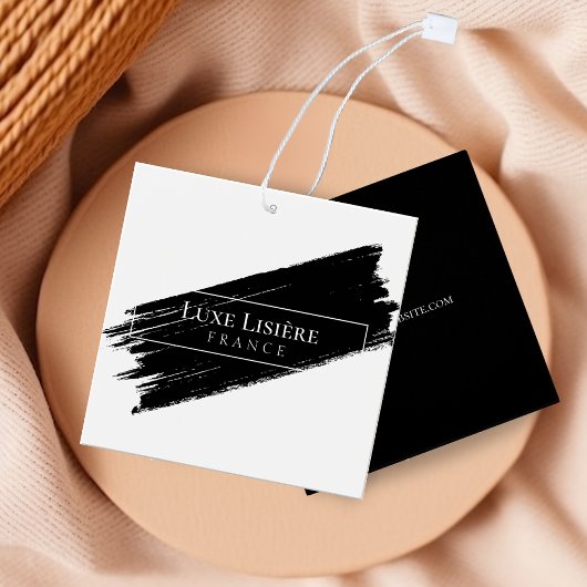 PAINT Stroke modern zwart-wit Hang Labels Vierkante Visitekaartjes