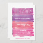 Paint Strokes Girls Birthday Party Kaart (Voorkant / Achterkant)