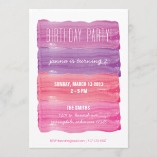 Paint Strokes Girls Birthday Party Kaart