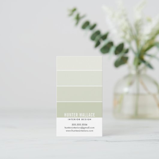 PAINT SWATCH CHIP modern design ombre sage groen Visitekaartje (Staand voorkant)