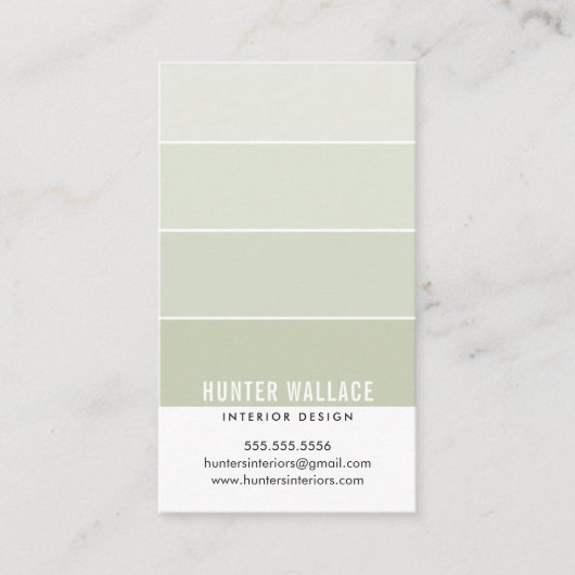 PAINT SWATCH CHIP modern design ombre sage groen Visitekaartje (Voorkant)