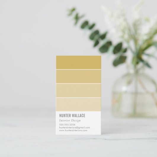 PAINT SWATCH CHIP modern ombre mosterdgeel Visitekaartje (Staand voorkant)