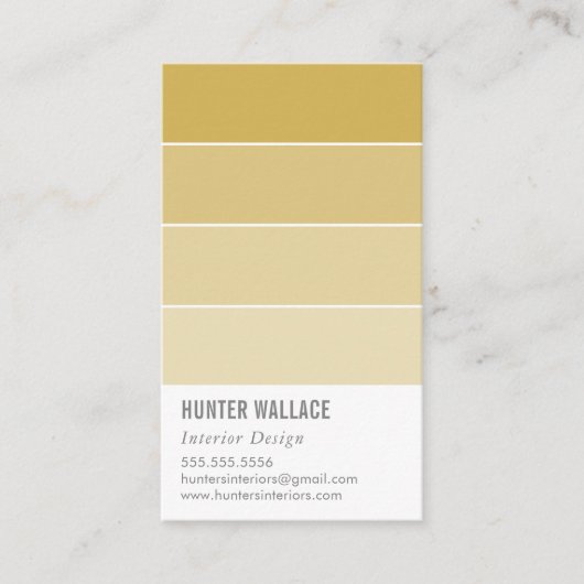 PAINT SWATCH CHIP modern ombre mosterdgeel Visitekaartje (Voorkant)
