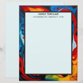 Paint Swirls in Sunset Colors Stationery Paper (Voorkant / Achterkant)