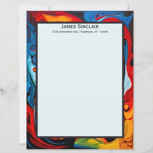 Paint Swirls in Sunset Colors Stationery Paper (Voorkant)