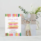 Paint Waterverf Age Center Verjaardagsuitnodiging Kaart (Staand voorkant)