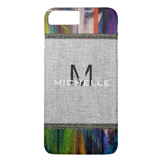 Paint Wood Kijk Burlap Rustic Monogram #10 Case-Mate iPhone Case (Achterkant)