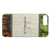 Paint Wood Kijk Burlap Rustic Monogram #5 Case-Mate iPhone Case (Achterkant (Horizontaal))