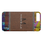 Paint Wood Kijk Burlap Rustic Monogram #8 Case-Mate iPhone Case (Achterkant (Horizontaal))