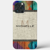Paint Wood Kijk Burlap Rustic Monogram Case-Mate iPhone Case (Achterkant)