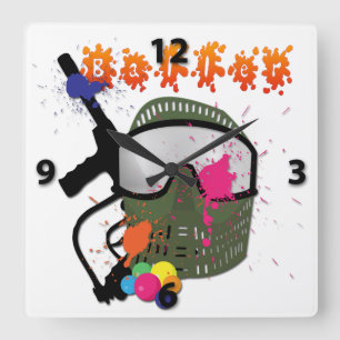 Paintball - Baller Wall Clock Vierkante Klok
