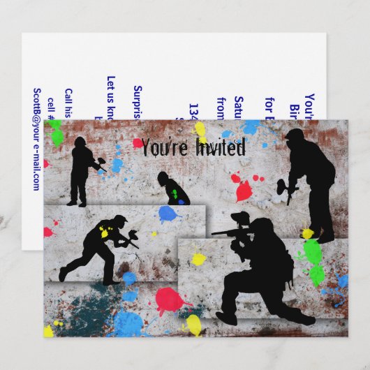 Paintball Battle uitgenodigd Kaart (Voorkant / Achterkant)