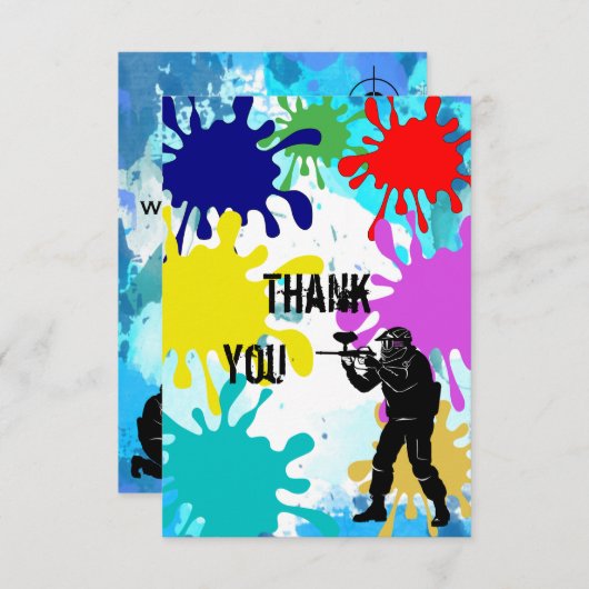 Paintball "Bedankt" Bedankkaart (Voorkant / Achterkant)