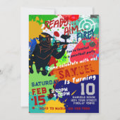 Paintball Birthday Invitation, Paintball Invite Kaart (Voorkant)
