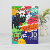 Paintball Birthday Invitation, Paintball Invite Kaart (Staand voorkant)