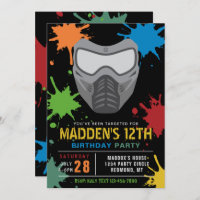 Paintball Birthday Invitation | Paintball Party