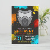 Paintball Birthday Invitation | Paintball Party Kaart (Staand voorkant)