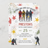 Paintball Birthday Invitation Take Aim & Get Ready Kaart (Voorkant / Achterkant)
